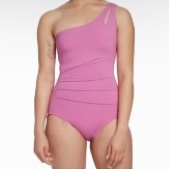 not for sale CALIA Sculpt One Shoulder Full Cover PinkGold Piece Swimsuit - Picture 2 of 8